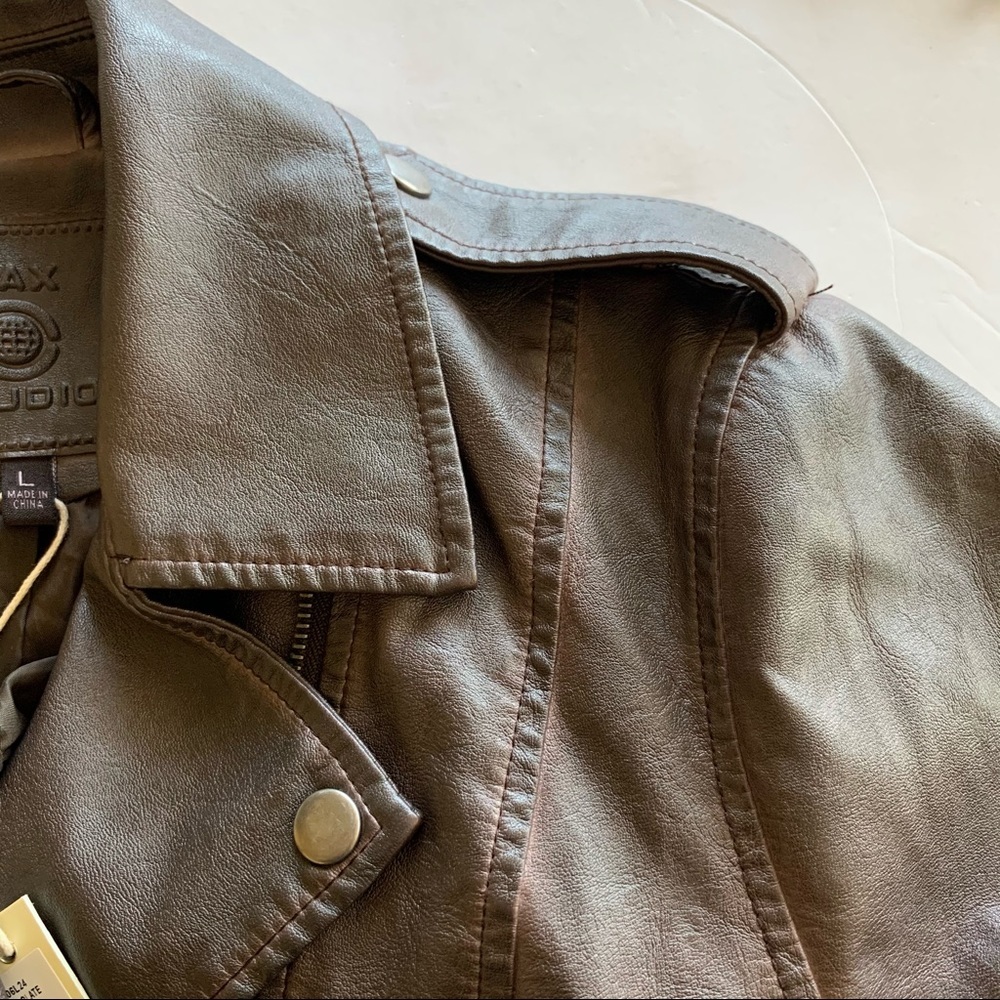 🌸New🌸 Max Studio Faux Leather Moto Jacket Sz L - Picture 6 of 10